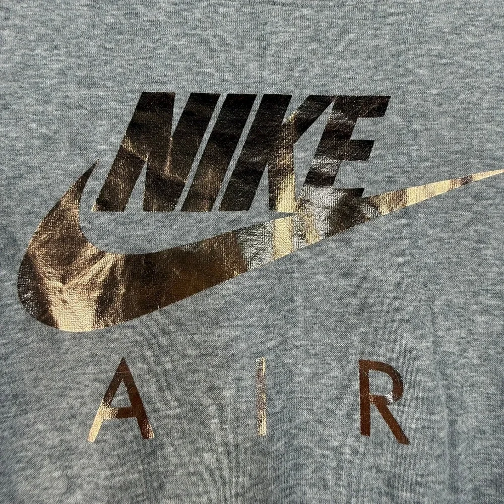 Nike Air Womens Cropped Sweatshirt Gray Rose Gold Metallic Logo Back Zip Medium